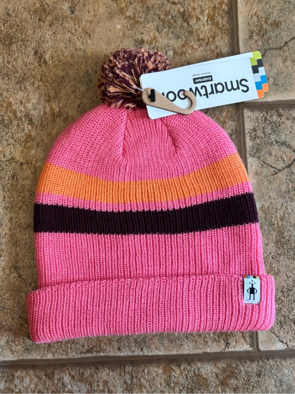 NWT kids Smartwool Kids Stripe Pom Beanie sz L/XL